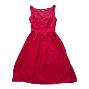 Wendy Hil Red 100% Silk Sleeveless Midi Dress Sweetheart Neck Size 2 H5044RC